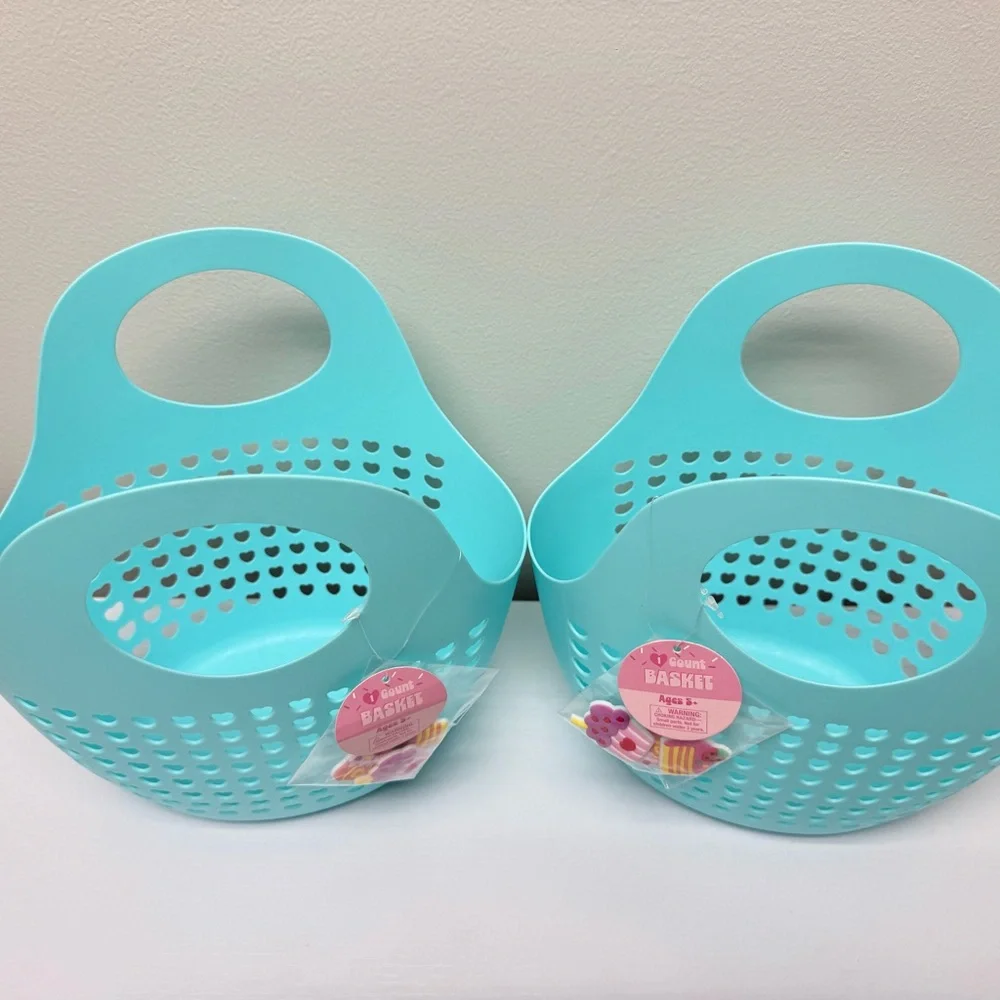 New! Set of 2 Target Bullseye Playground Silicone Baskets Aqua Blue w/ charms
